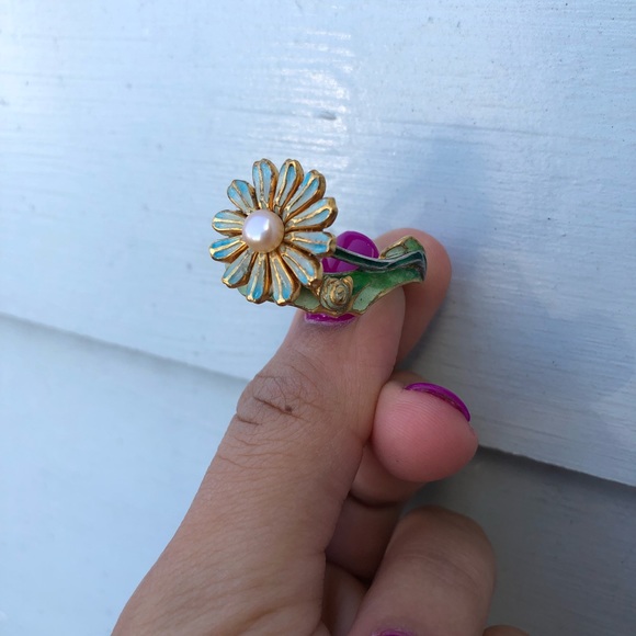 Solid gold and silver enamel ring - Picture 6 of 6